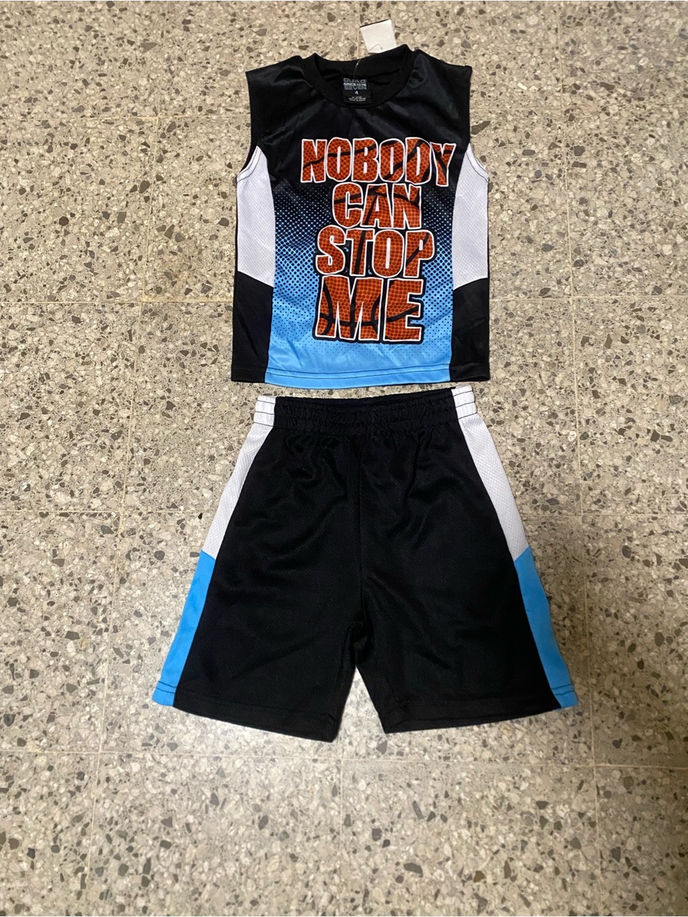 Seven7 Black, Blue & White Kids Athletic Tank and Shorts Set Size 4T